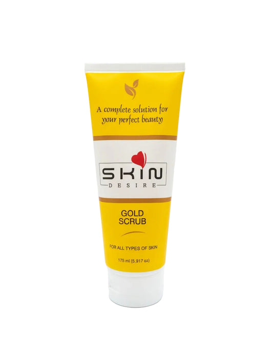 Tube of Skin Desire Gold Scrub on a white background